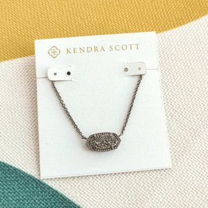 Kendra Scott Elisa Black Drusy Pendant Necklace Gunmetal